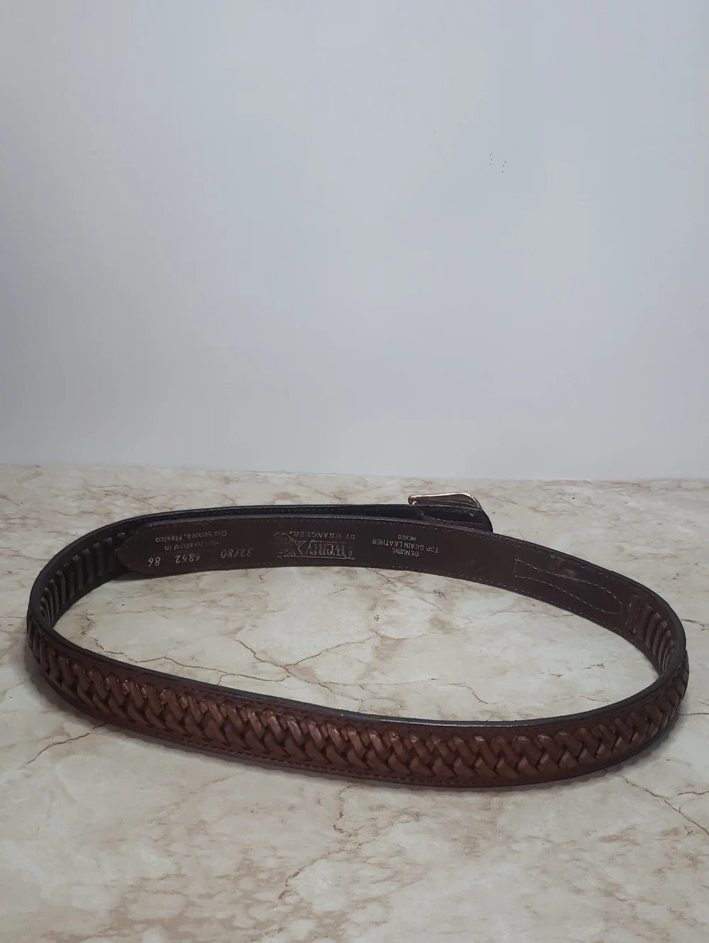 Twenty X By Wrangler Brown Leather Men’s Belt with Woven Detail Size 32